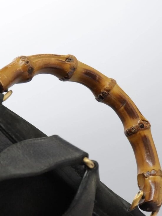 GUCCI Bamboo Backpack Suede Black Gold 003 1998 0016 Auth th6031